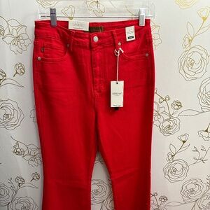Judy Blue 9/29 High Rise Tummy Control Flare Red